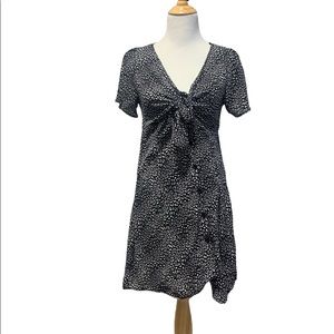 One Clothing | Black & White Leopard Print Wrap Style Dress